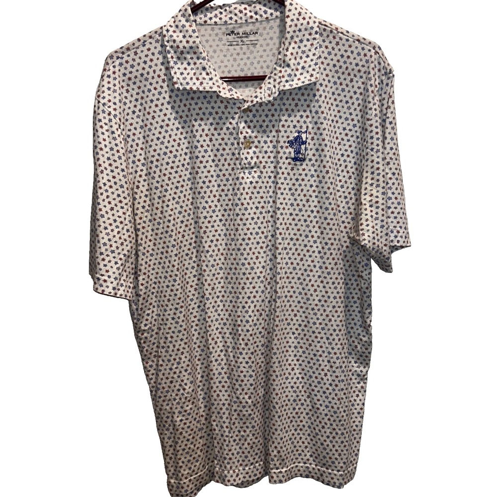 Peter‎ Millar Seaside Men's Golf Polo Shirt XL Skulls and Flowers Pima Cotton
